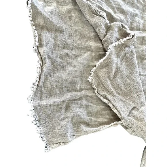 Zara beige flax linen distressed peasant cropped top XS - Picture 5 of 5